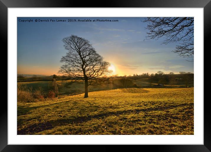Sunset in Birtle Lancashire Framed Mounted Print by Derrick Fox Lomax