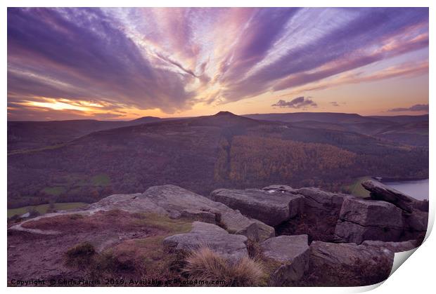 Win Hill at sunset, Peak District Print by Chris Harris
