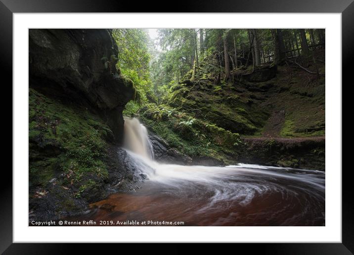 Large Pucks Glen Waterfall Framed Mounted Print by Ronnie Reffin