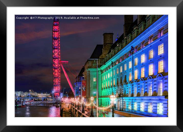 County Hall and the London Eye Framed Mounted Print by K7 Photography