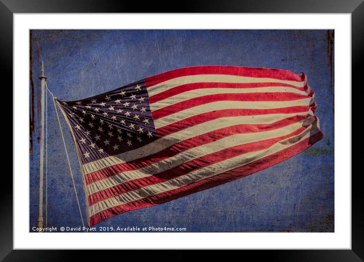 American Flag Urban Grit Framed Mounted Print by David Pyatt
