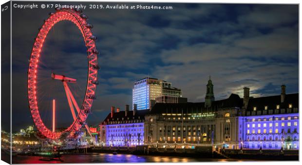 The Millennium Wheel and County Hall Canvas Print by K7 Photography