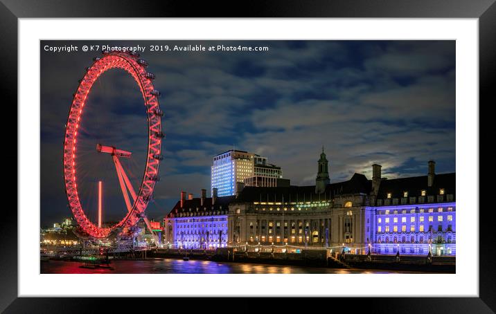 The Millennium Wheel and County Hall Framed Mounted Print by K7 Photography