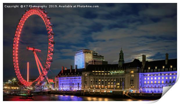 The Millennium Wheel and County Hall Print by K7 Photography