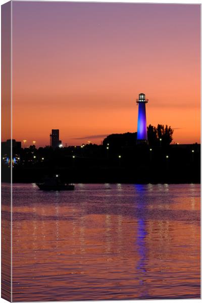 LIghthouse in Long Beach at Dusk Canvas Print by Darryl Brooks
