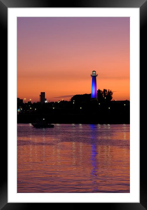 LIghthouse in Long Beach at Dusk Framed Mounted Print by Darryl Brooks