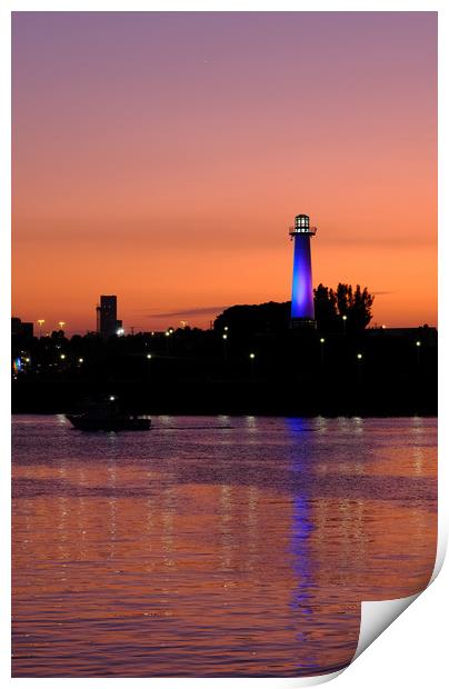 LIghthouse in Long Beach at Dusk Print by Darryl Brooks