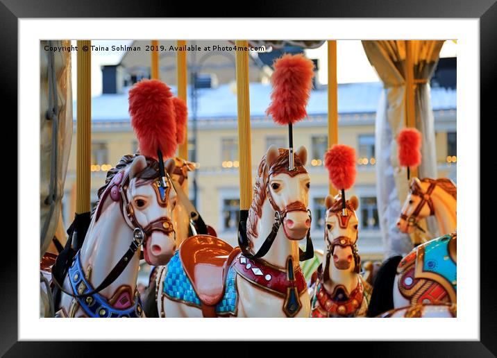 Colourful Carousel Horses Framed Mounted Print by Taina Sohlman