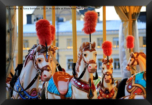 Colourful Carousel Horses Framed Print by Taina Sohlman