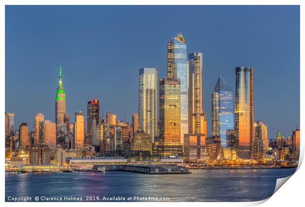 NYC Hudson Yards Development at Twilight I Print by Clarence Holmes