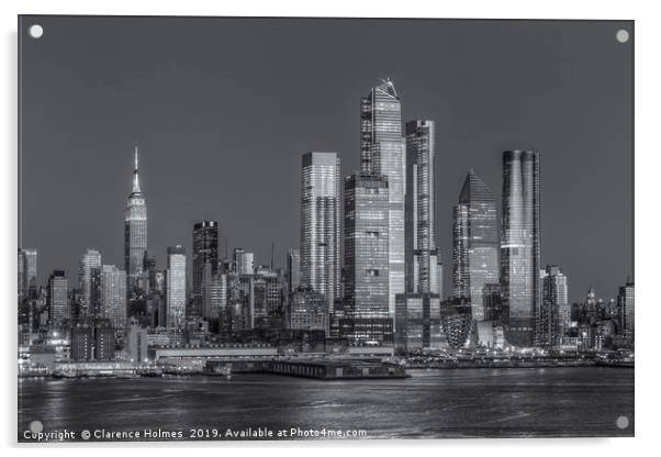 NYC Hudson Yards Development at Twilight II Acrylic by Clarence Holmes
