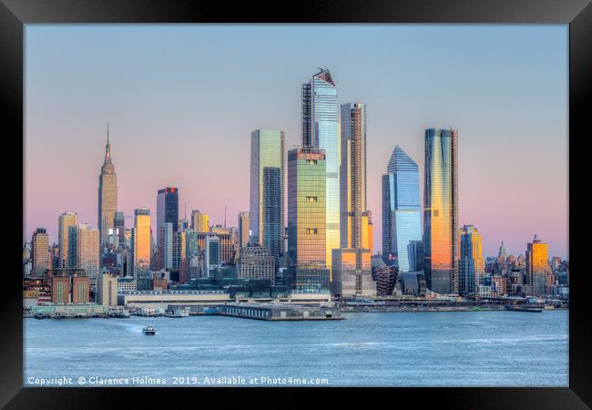 NYC Hudson Yards Development at Sunset I Framed Print by Clarence Holmes
