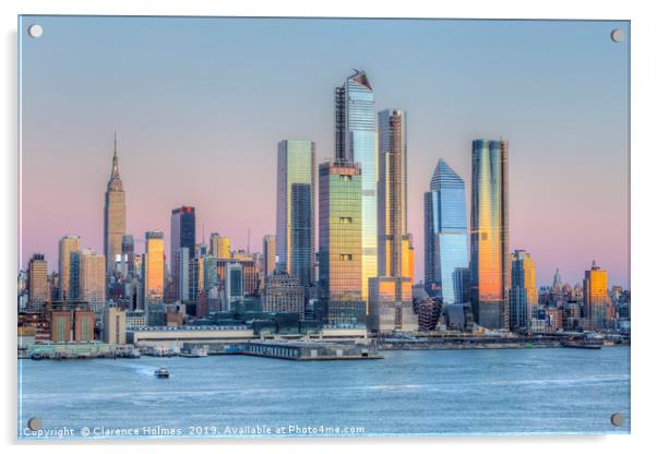 NYC Hudson Yards Development at Sunset I Acrylic by Clarence Holmes