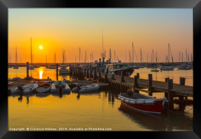 Vineyard Haven Harbor Sunrise I Framed Print by Clarence Holmes