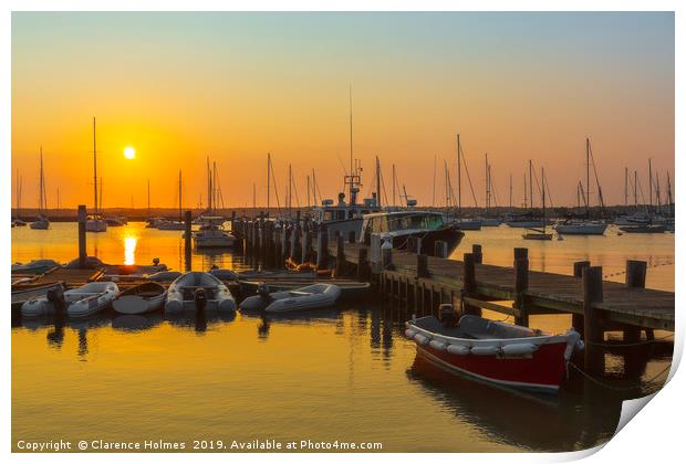 Vineyard Haven Harbor Sunrise I Print by Clarence Holmes
