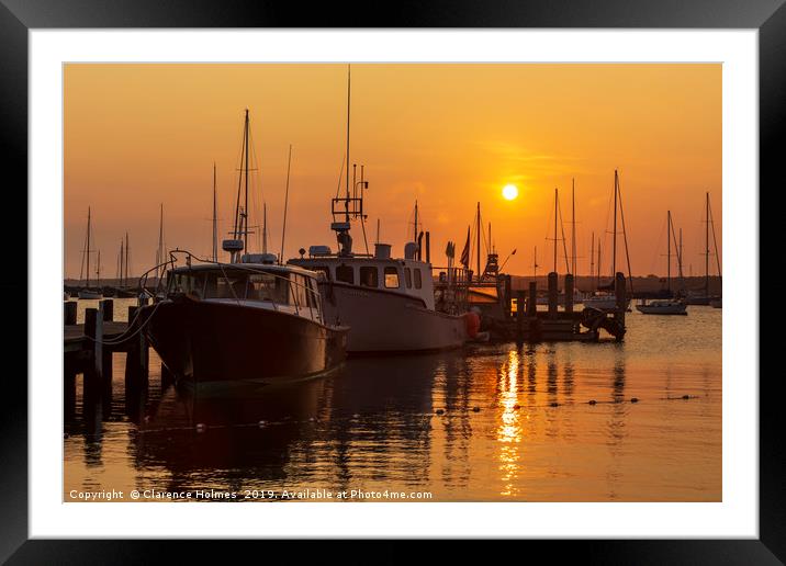 Vineyard Haven Harbor Sunrise II Framed Mounted Print by Clarence Holmes