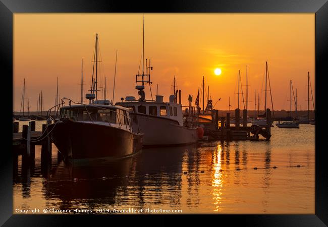 Vineyard Haven Harbor Sunrise II Framed Print by Clarence Holmes