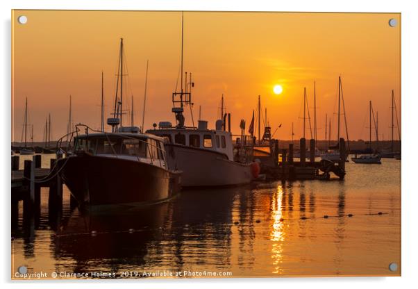 Vineyard Haven Harbor Sunrise II Acrylic by Clarence Holmes