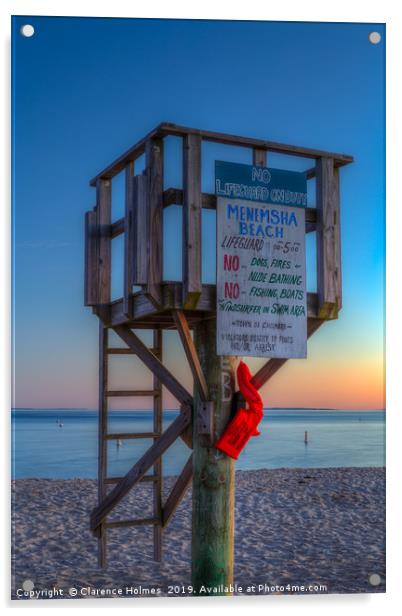 Menemsha Beach Morning Twilight I Acrylic by Clarence Holmes