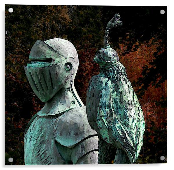 knight and hawk Acrylic by Heather Newton