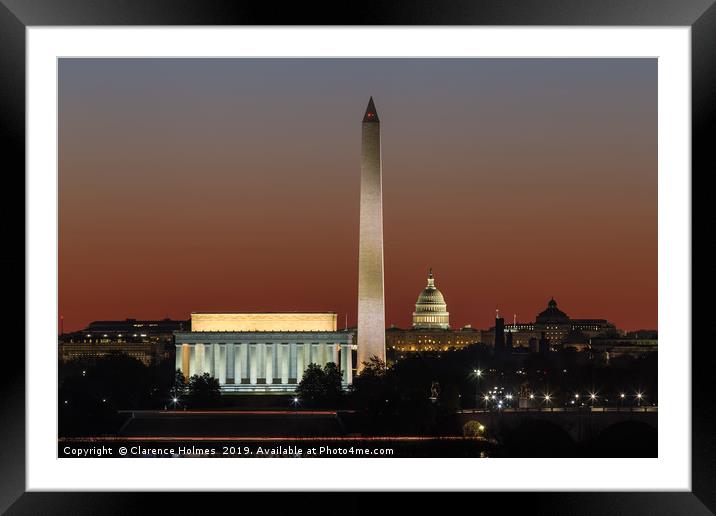 Washington DC Landmarks at Dawn I Framed Mounted Print by Clarence Holmes