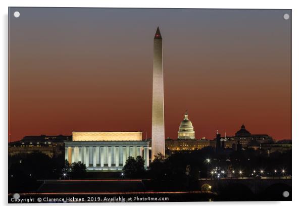Washington DC Landmarks at Dawn I Acrylic by Clarence Holmes