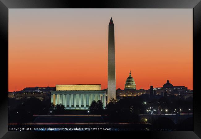 Washington DC Landmarks at Dawn II Framed Print by Clarence Holmes