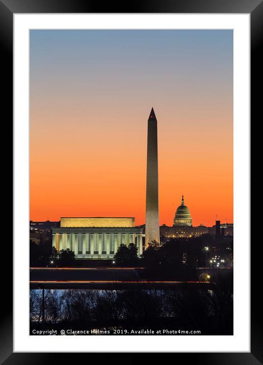 Washington DC Landmarks at Dawn III Framed Mounted Print by Clarence Holmes