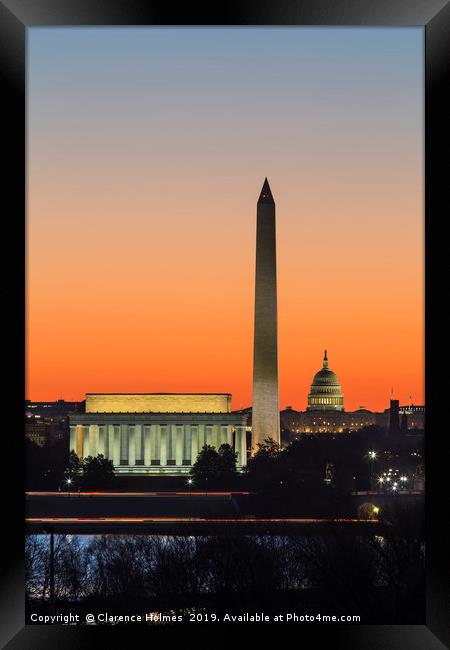 Washington DC Landmarks at Dawn III Framed Print by Clarence Holmes