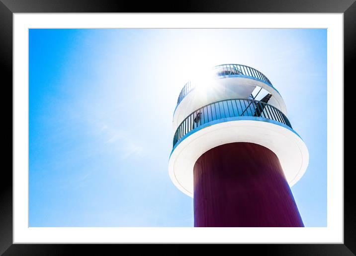 vertical view of sea lighthouse Framed Mounted Print by David Galindo