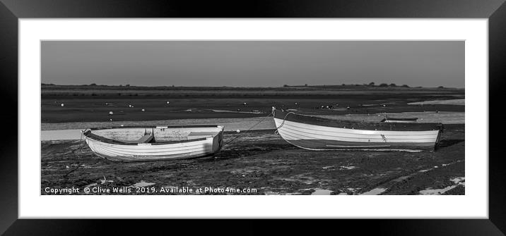 Rowing boats at Brancaster Staith, Norfolk Framed Mounted Print by Clive Wells