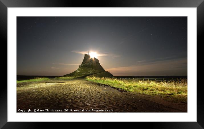 Moon Rise at Holy Island Framed Mounted Print by Gary Clarricoates