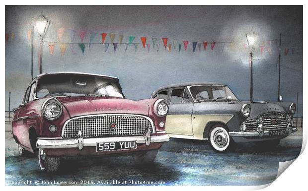 Classic Ford cars Print by John Lowerson