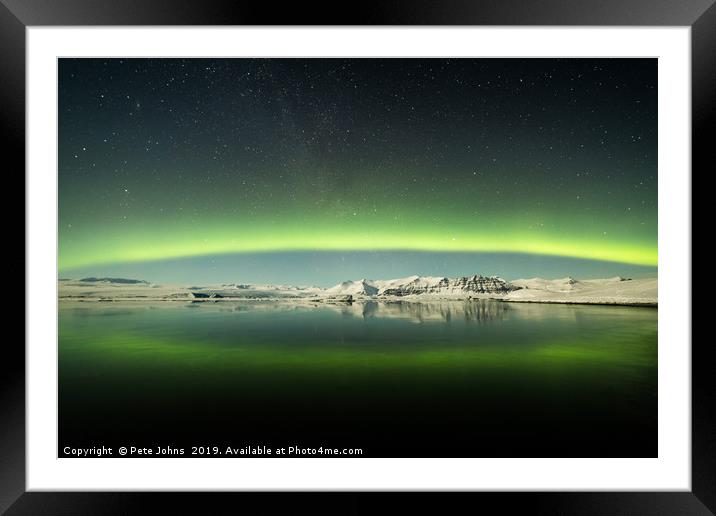 The Northern Lights reflection Framed Mounted Print by Pete Johns