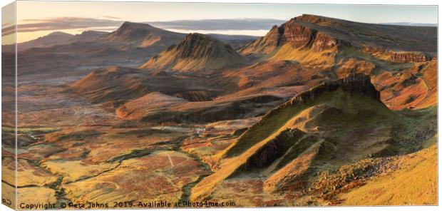 The Quiraing at sunrise Canvas Print by Pete Johns