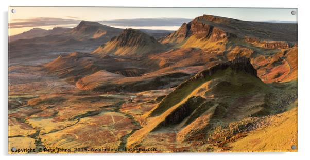 The Quiraing at sunrise Acrylic by Pete Johns