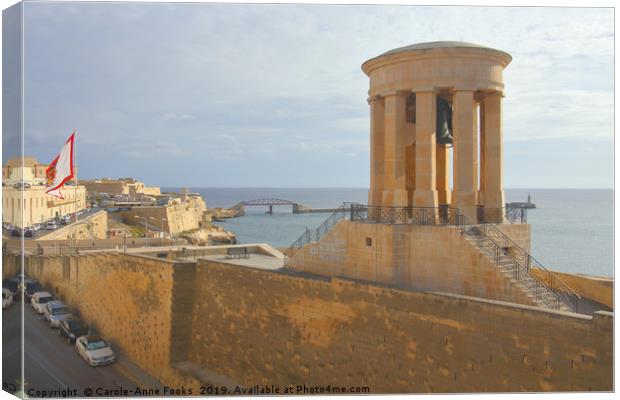  Siege Bell War Memorial, Valletta, Malta Canvas Print by Carole-Anne Fooks