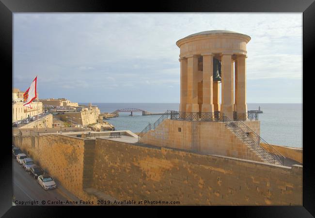  Siege Bell War Memorial, Valletta, Malta Framed Print by Carole-Anne Fooks