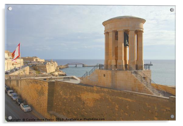  Siege Bell War Memorial, Valletta, Malta Acrylic by Carole-Anne Fooks