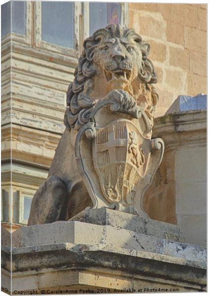 Rampant Lion with Shield, Valletta, Malta Canvas Print by Carole-Anne Fooks