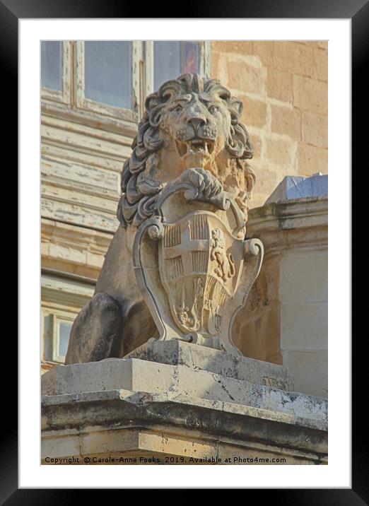 Rampant Lion with Shield, Valletta, Malta Framed Mounted Print by Carole-Anne Fooks