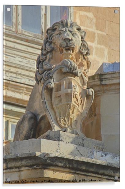 Rampant Lion with Shield, Valletta, Malta Acrylic by Carole-Anne Fooks