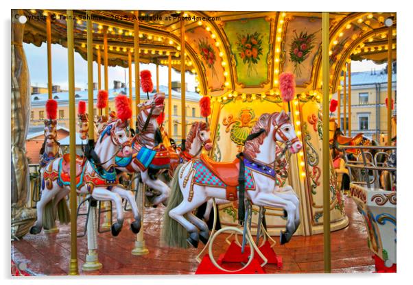 Colourful Carousel Horses 2 Acrylic by Taina Sohlman