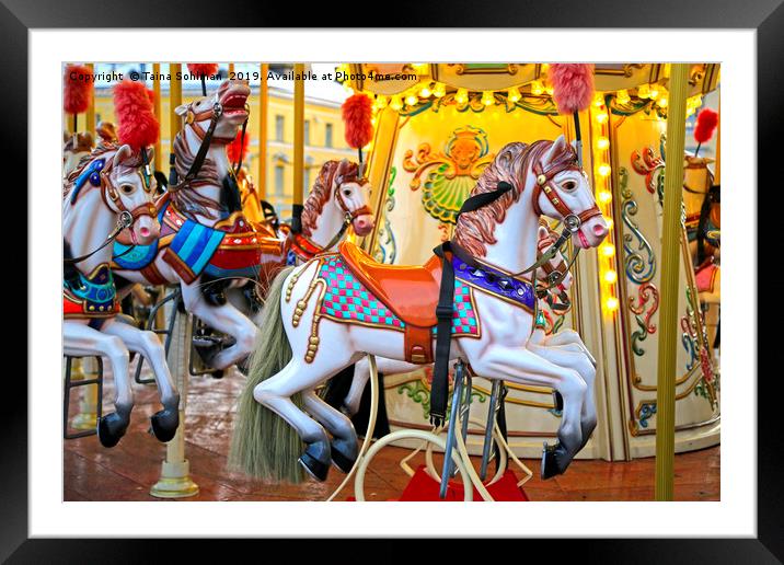 Colourful Carousel Horses 3 Framed Mounted Print by Taina Sohlman