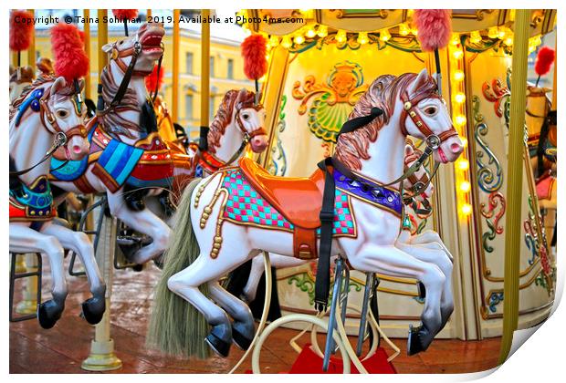 Colourful Carousel Horses 3 Print by Taina Sohlman