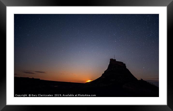 Moon Rise at Lindisfarne Framed Mounted Print by Gary Clarricoates