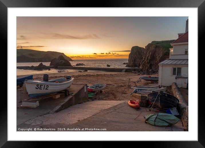 Hope Cove Sunset  Framed Mounted Print by Rob Hawkins