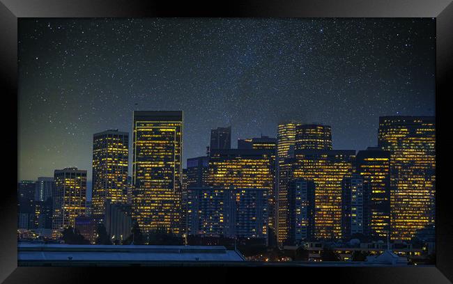 City by Night Framed Print by Darryl Brooks