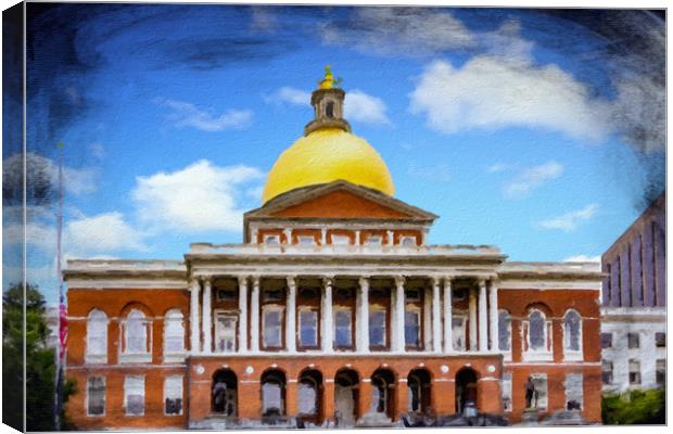 Oil Boston State House Canvas Print by Darryl Brooks