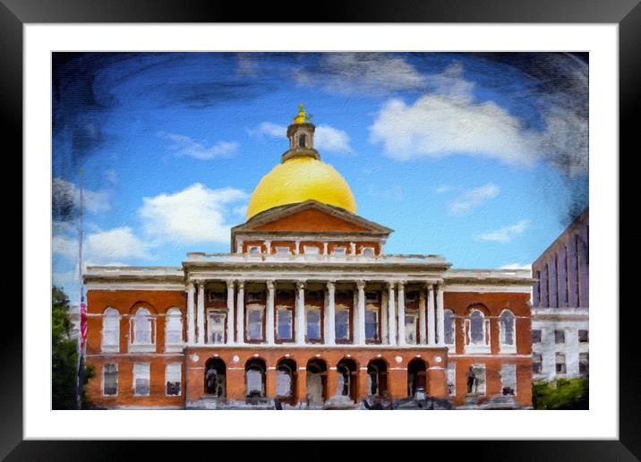 Oil Boston State House Framed Mounted Print by Darryl Brooks